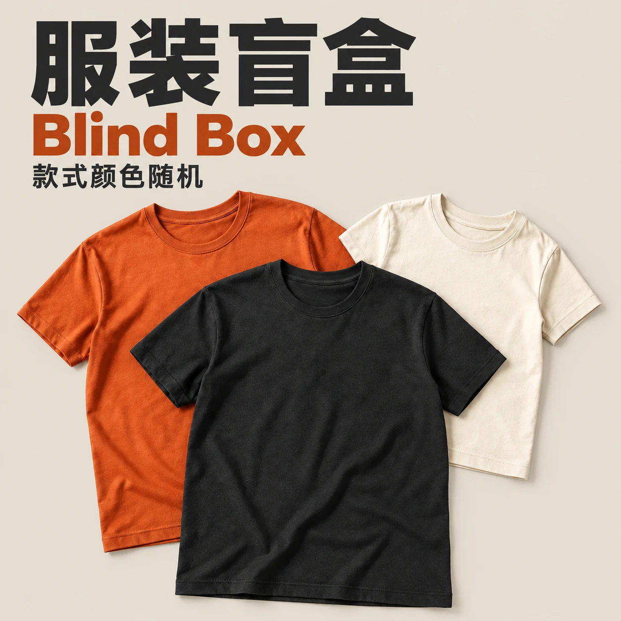 服装盲盒示意图，AI生成；款式与颜色随机，图片非多件套装
