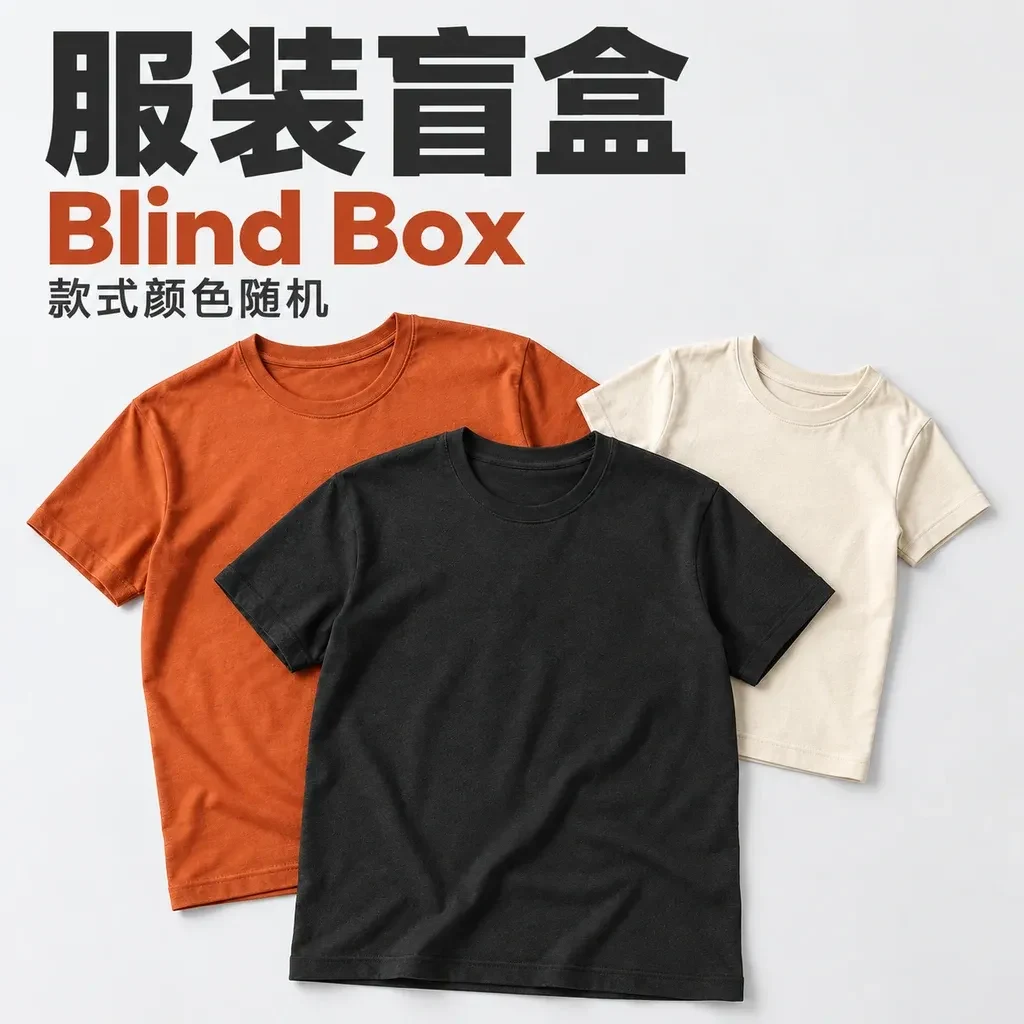 盲盒服装示意图，款式与颜色随机，非多件套装