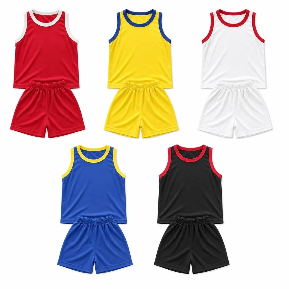 180G 儿童背心彩色球服套装 · 五色款式示意图