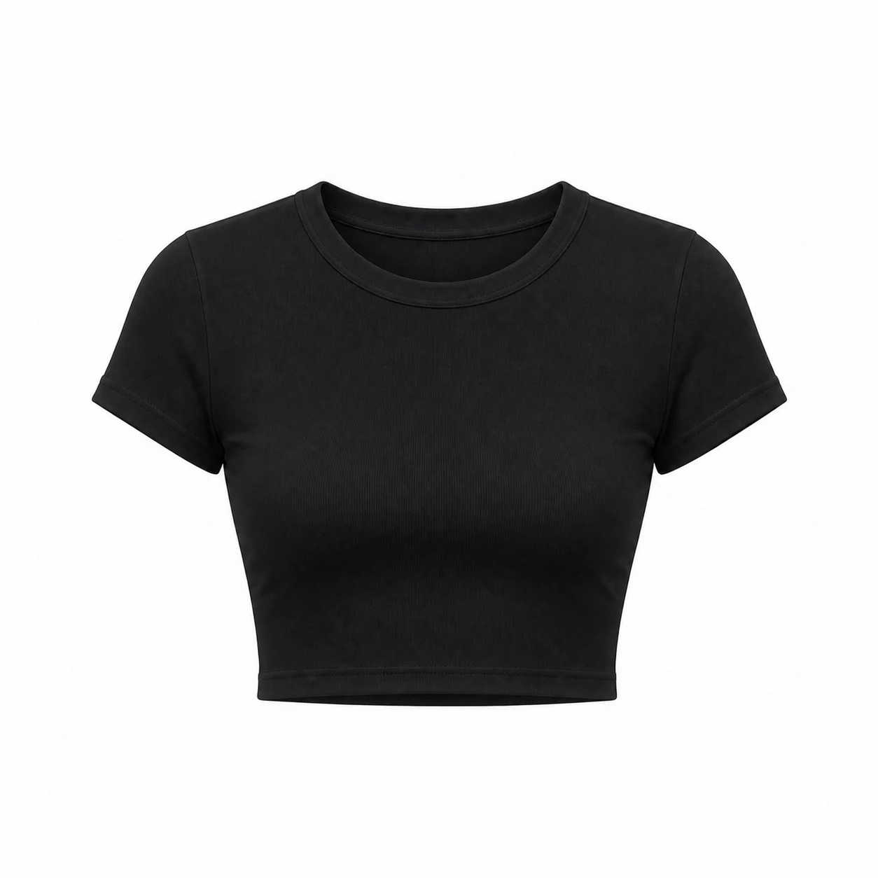 女装修身短袖 · 短款 · 黑色展示图